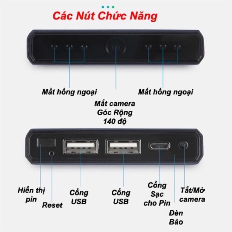 Camera mini sạc dự phòng H12-1080p wifi hồng ngoại