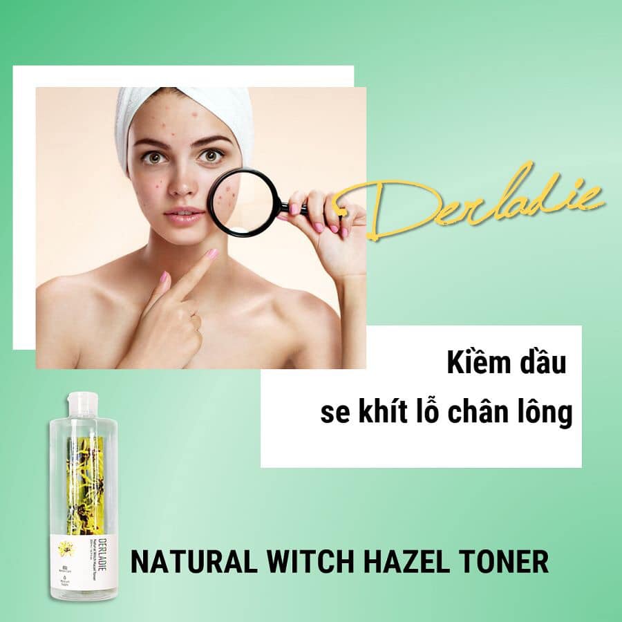 Combo Nước Hoa Hồng + Kem dưỡng ẩm cho da mụn Derladie Witch Hazel Perfect Vitamin