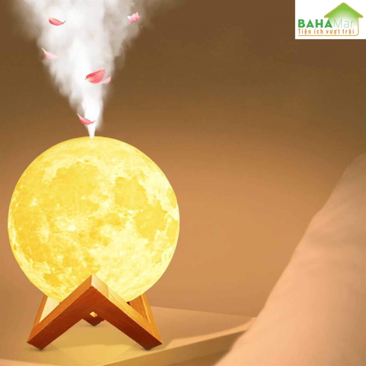 MÁY PHUN SƯƠNG TẠO ĐỘ ẨM KHÔNG KHÍ 3D - KHUẾCH TÁN TINH DẦU - XÔNG MẶT- ĐÈN LED "BAHAMAR" vừa là đèn ngủ vừa phun tạo ẩm và vừa xông tinh dầu, có thể xông mặt cho chị em phụ nữ