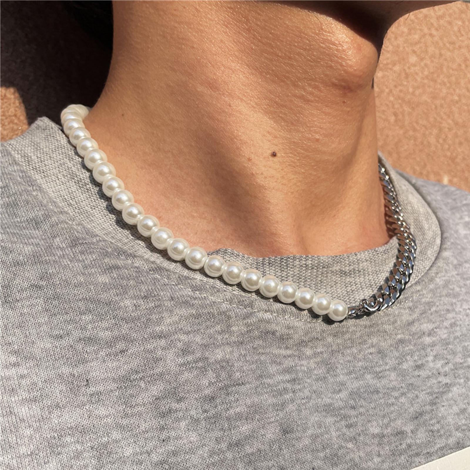 3 Pieces Adjustable Pearl Necklace Bracelet Kit Solid and Flexible Hip Hop