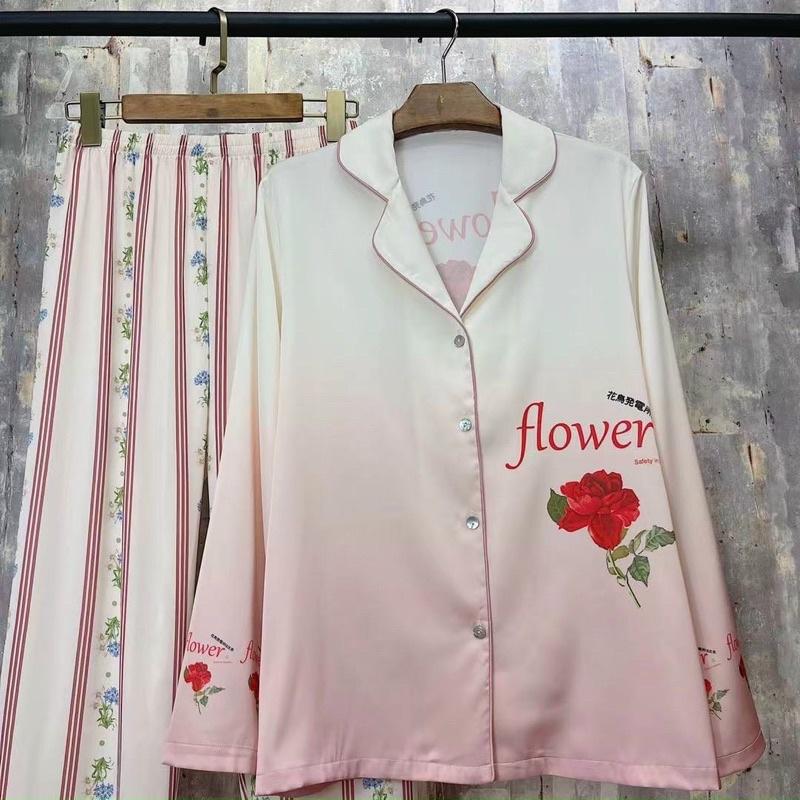 BỘ PIJAMA LỤA DÀI QC CAO CẤP CÀNH HỒNG