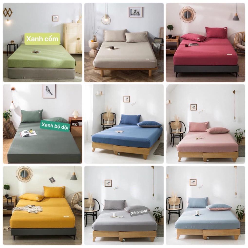Sét ga gối cotton Tici phong cách hàn Quốc hàng trơn 1 màu