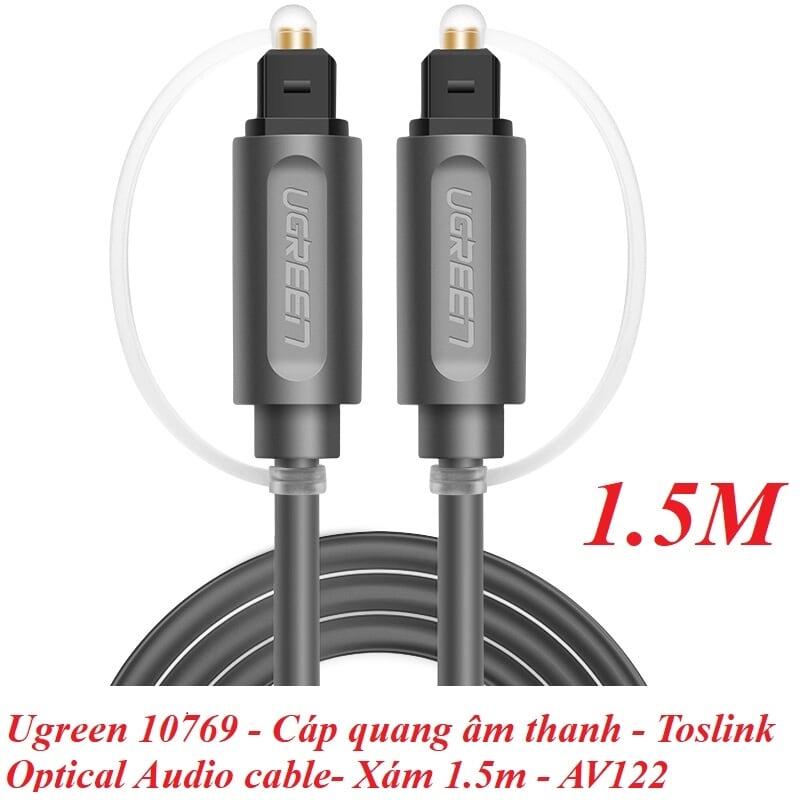 Ugreen UG10769AV122TK 1.5M màu Xám Dây cáp quang âm thanh 2 đầu dương - HÀNG CHÍNH HÃNG