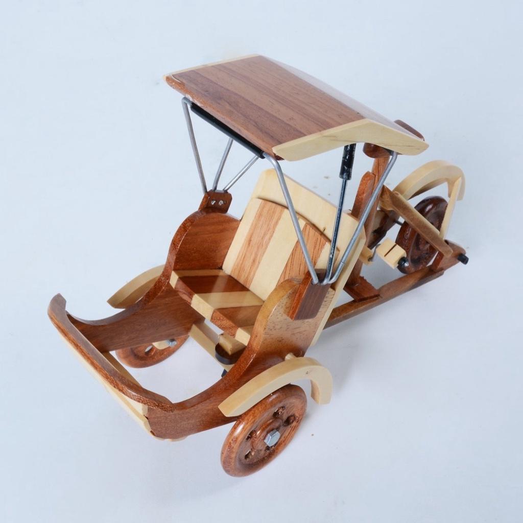 Mô hình xích lô gỗ hàng chất lượng cao, handmade 100% từ gỗ tự nhiên kích thước 30x10x16 cm