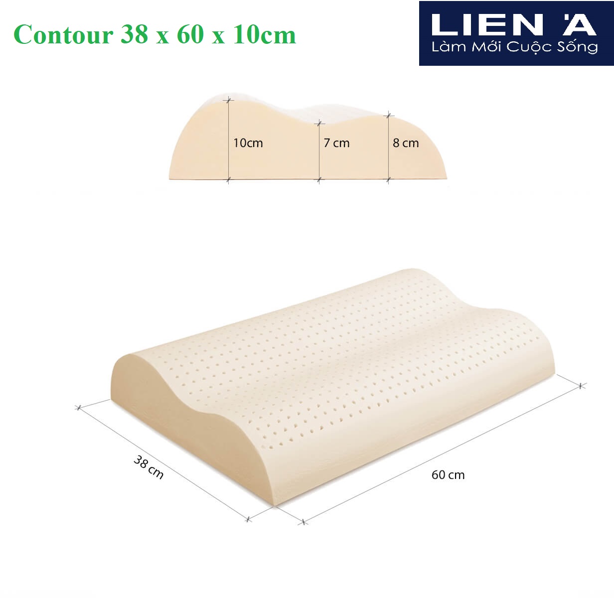 Gối Cao Su Liên Á Contour , Chống Ngáy - Cao Su Thiên Nhiên 100