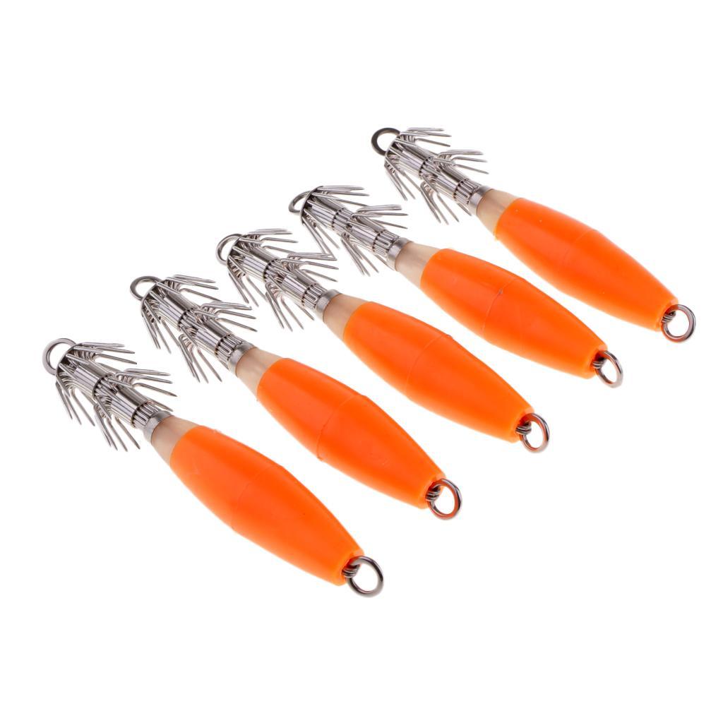 10pcs Squid Jig Hard Fishing Lure Saltwater Bass Jig Hooks Shrimp 10cm/3.9''