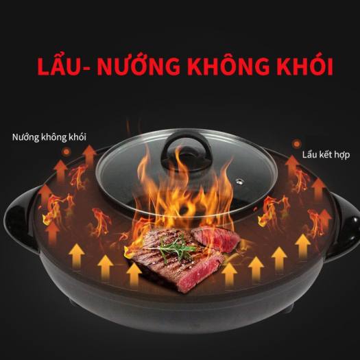 Nồi Lẩu Nướng Tròn Hàn Quốc 2in1 vừa lẩu vừa nướng