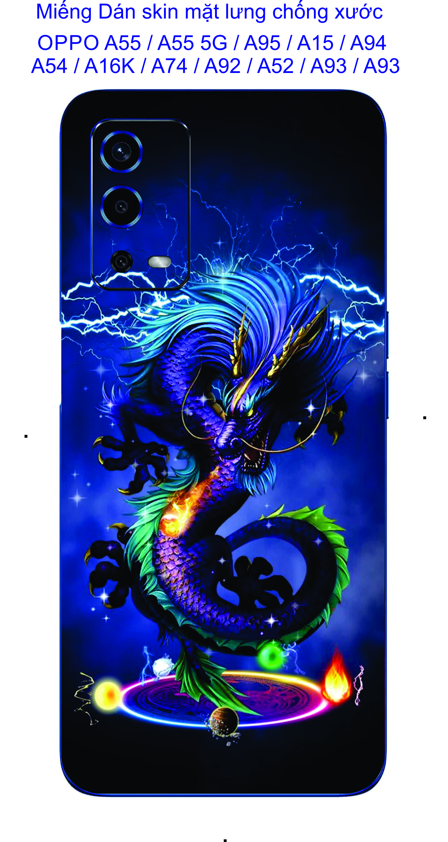 Miếng Dán Skin 3D mặt lưng dành cho OPPO A55 / A55 5G / A95 / A15 / A15s / A94 / A54 / A16K / A74 / A92 / A52 / A93 /