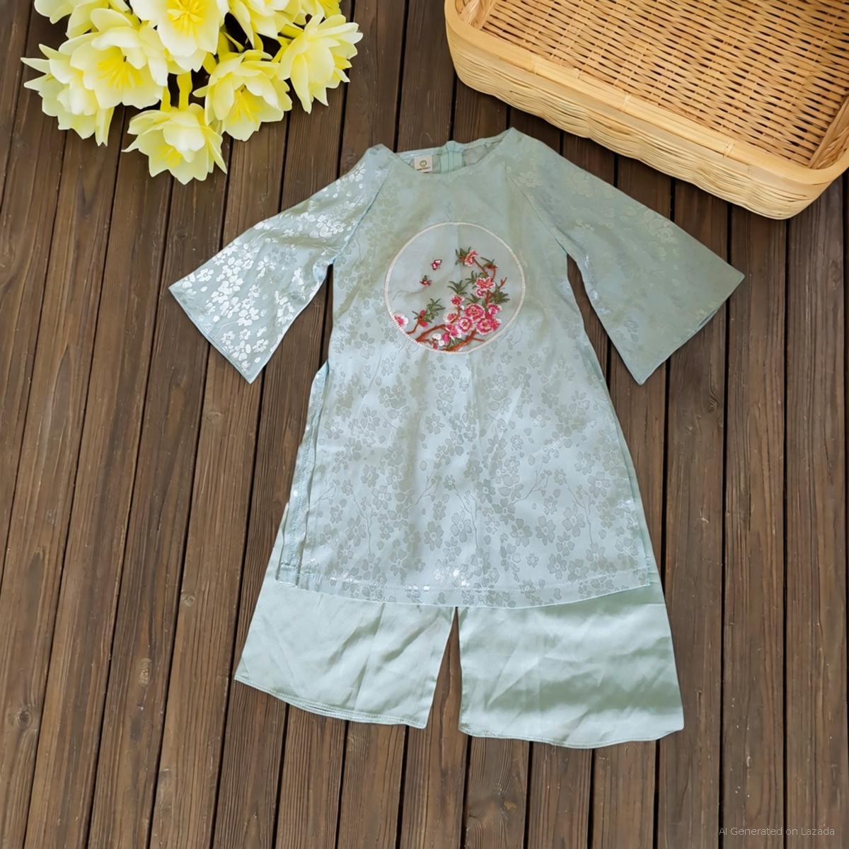 Áo dài bé 3-4 tuổi (12-16kg) hàng thanh lý/secondhand new 90% (hồng/xanh)