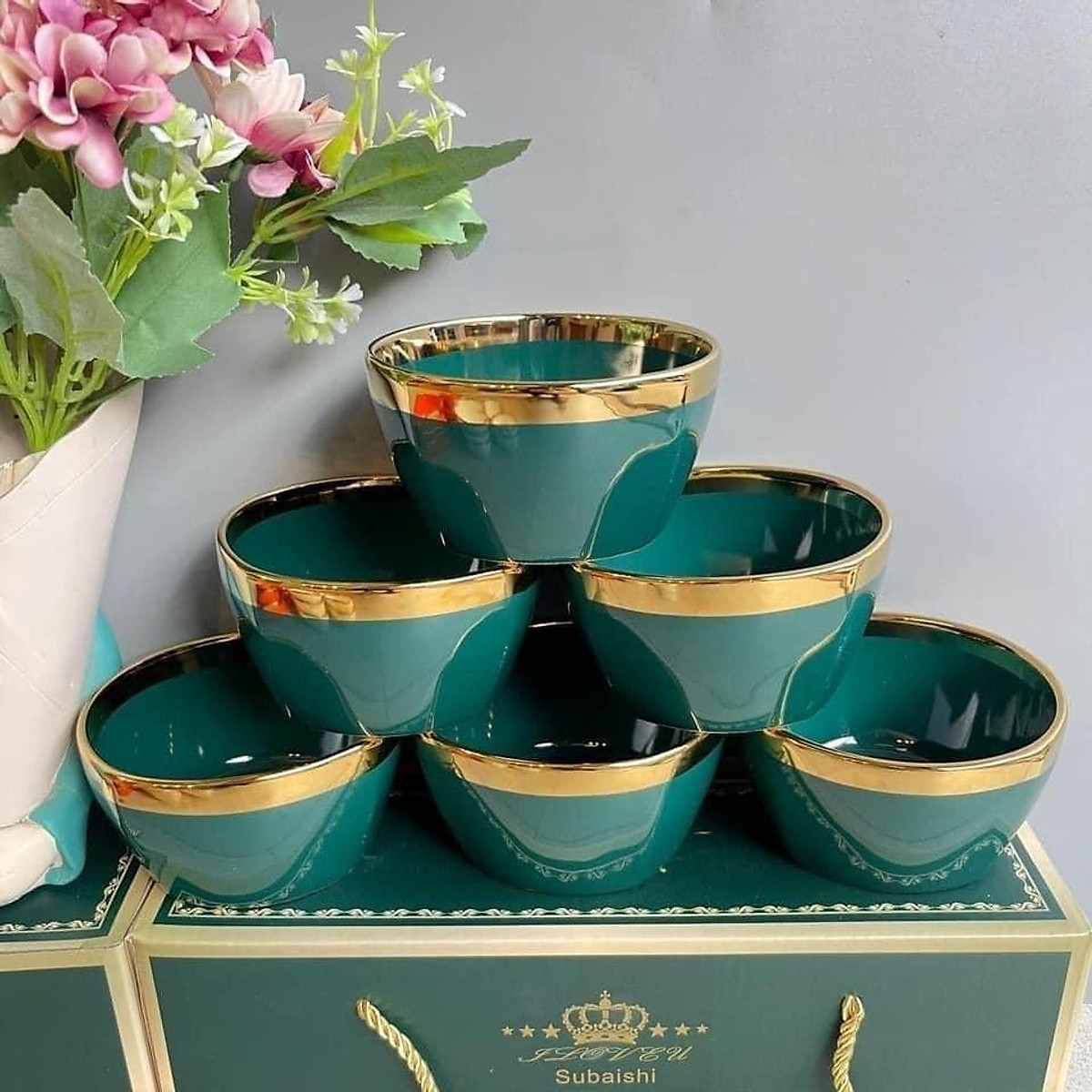 BỘ 6 BÁT SỨ VIỀN VÀNG HOÀNG GIA SANG TRỌNG