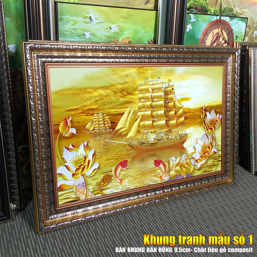 Tranh treo tường phòng khách, phòng ngủ THUẬN BuỒM XUÔI GIÓ chất liệu pvc gương / lụa kim sa. MS:3904L9