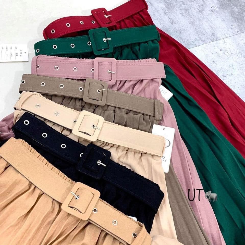 Chân váy xếp ly 7 MÀU kèm đai hàng đẹp dễ phối đồ
