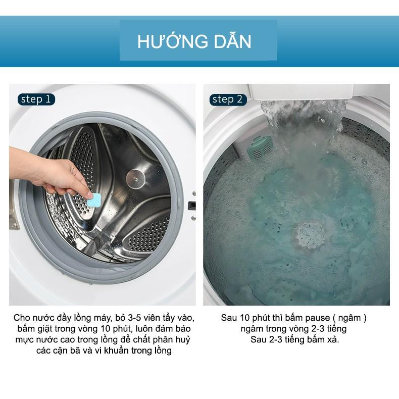 Viên Tẩy Lồng Giặt, Diệt khuẩn ,Tẩy chất cặn bẩn Lồng máy giặt nhật bản - Bột vệ sinh máy giặt TLG