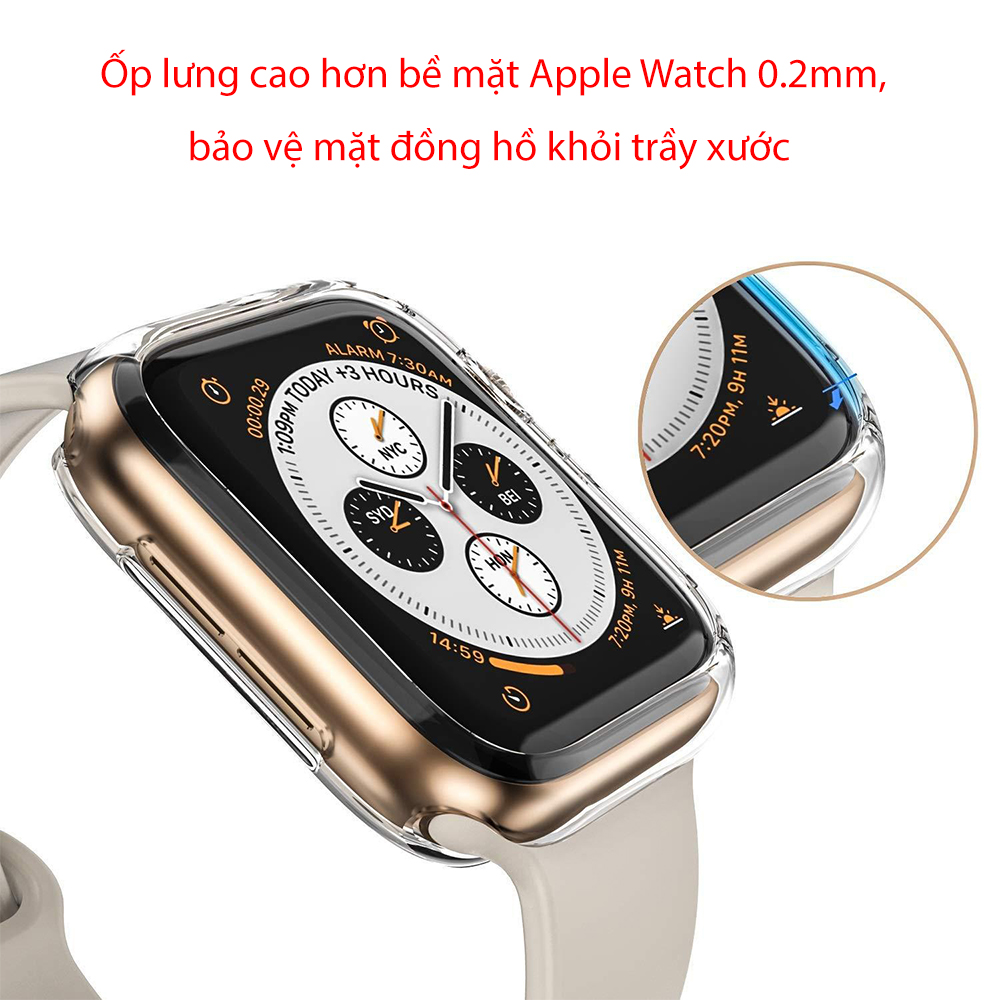 Ốp lưng / Case cho đồng hồ thông minh Apple Watch (size 44 mm ) – Silicone dẻo – Hàng chính hãng