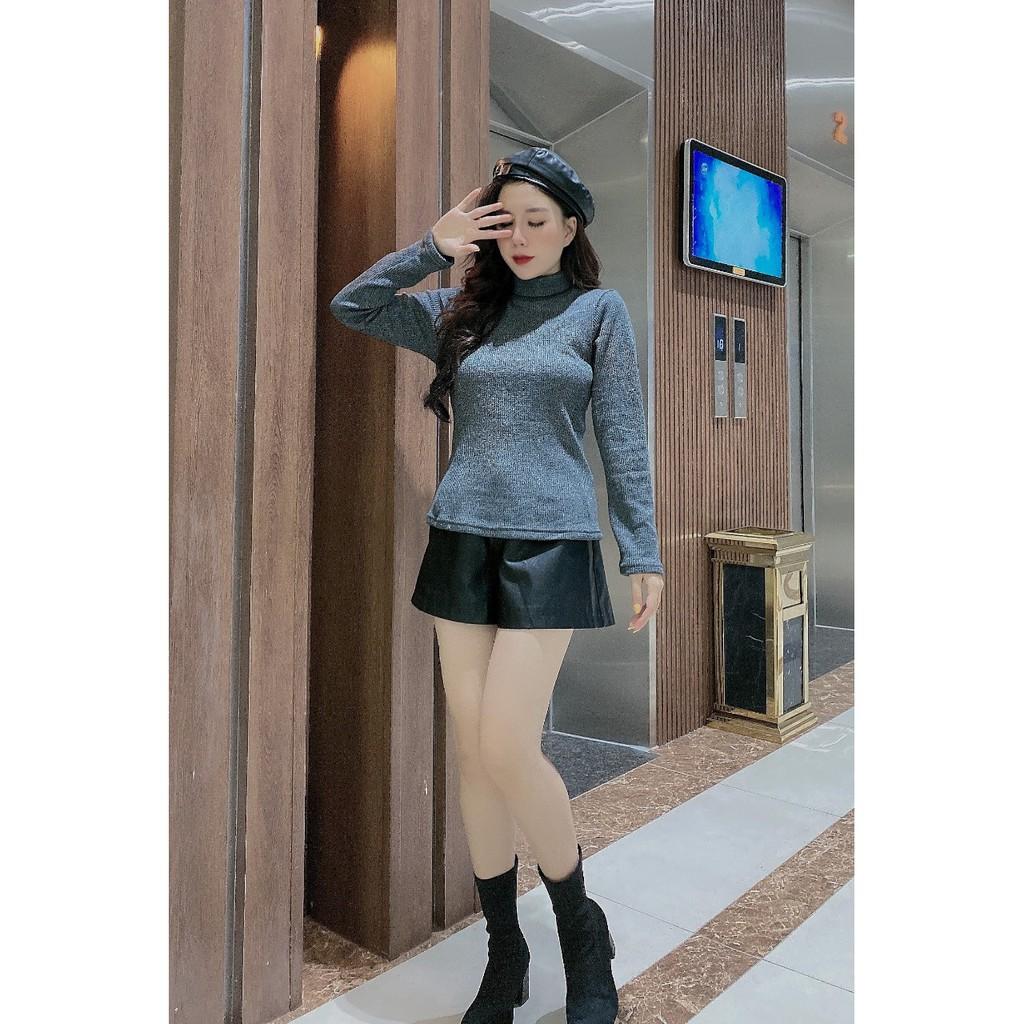 Áo len nữ cổ lọ dài tay chất tăm vuông nhiều màu coco land ulzzang