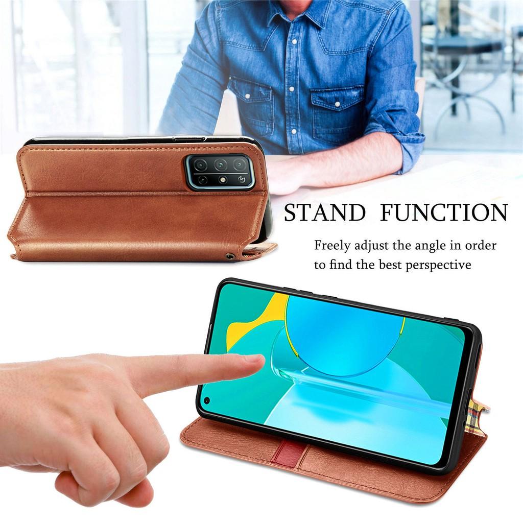 Bao da điện thoại nắp gập có ngăn đựng thẻ cho Oppo A53 A9 2020 A5 A8 A31 A92 A52 Realme C11 C12 C15 X50 X7 Pro