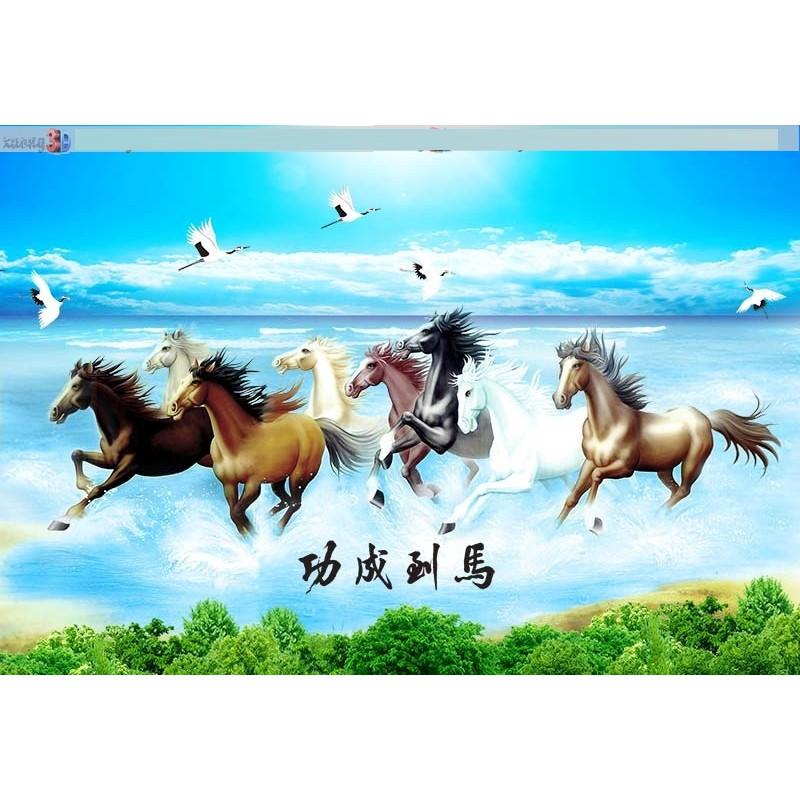 Tranh dán tường Tranh Mã đáo thành công tranh phon thủy hiện đại, Tranh dán tường 3d hiện đại