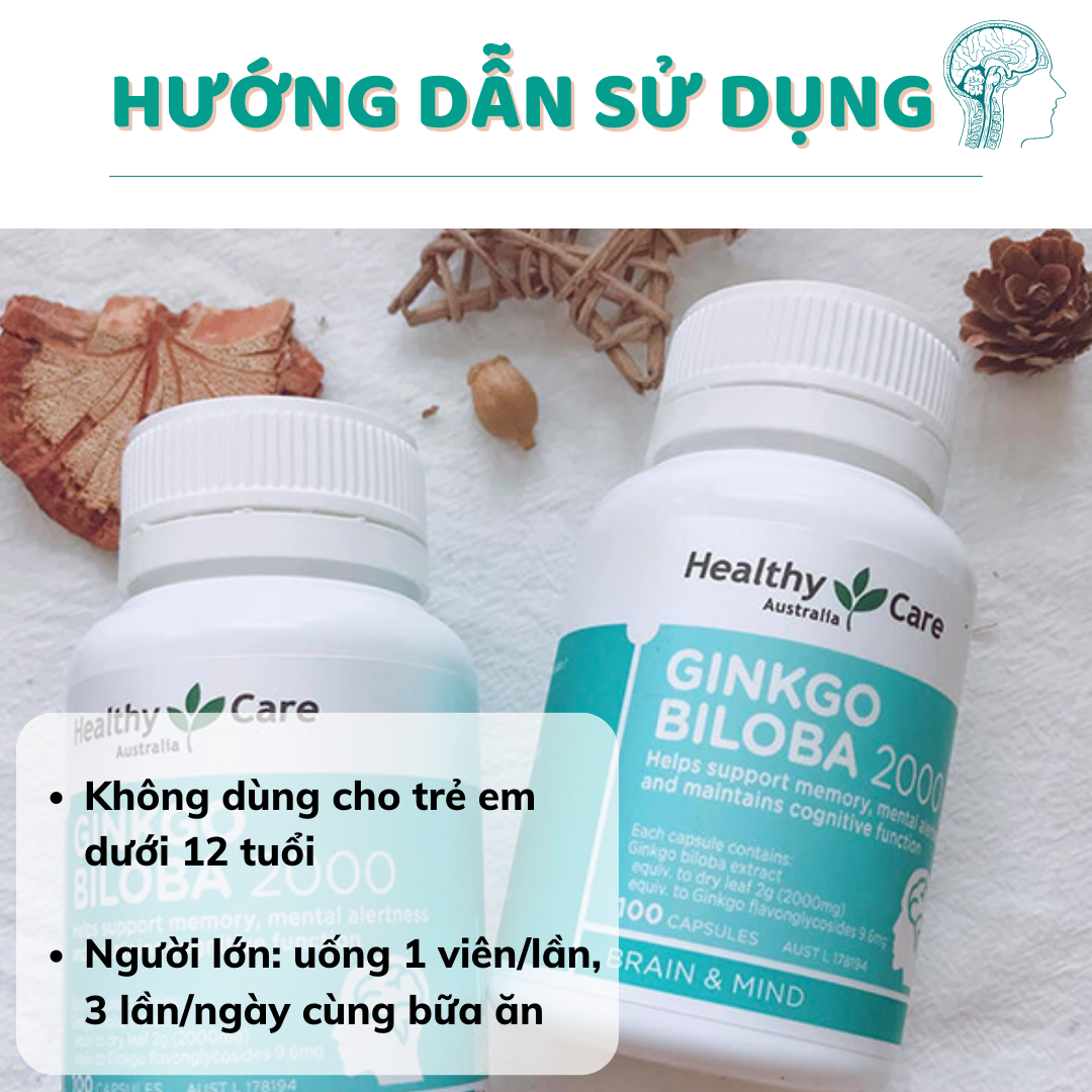 Viên uống bổ não Healthy Care Ginkgo Biloba 100 viên