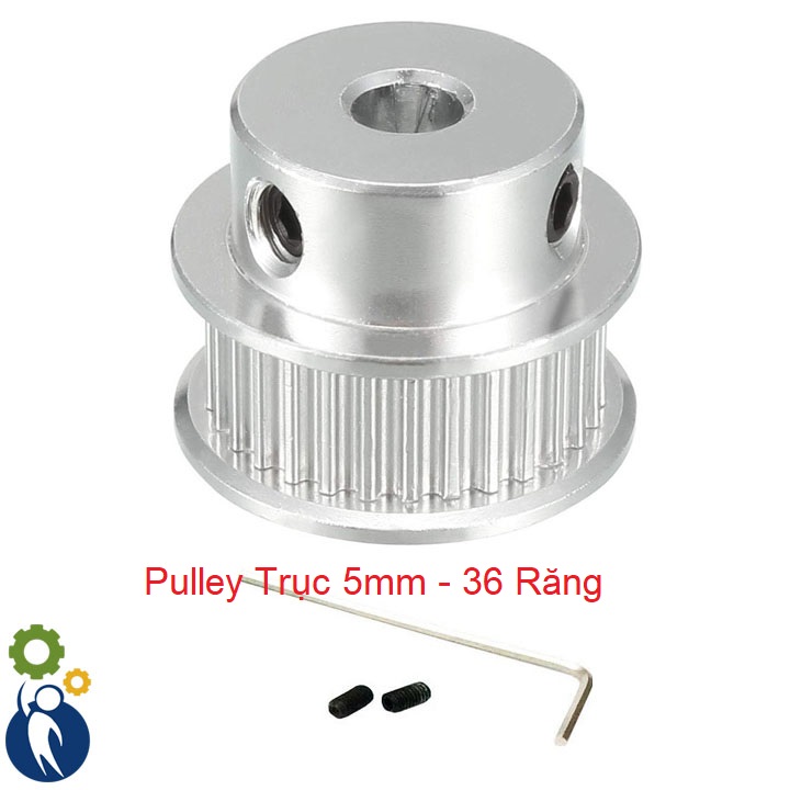 Buly, Puly, Pulley Trục 5mm - 36 Răng, sử dụng với dây đai 2GT-6mm