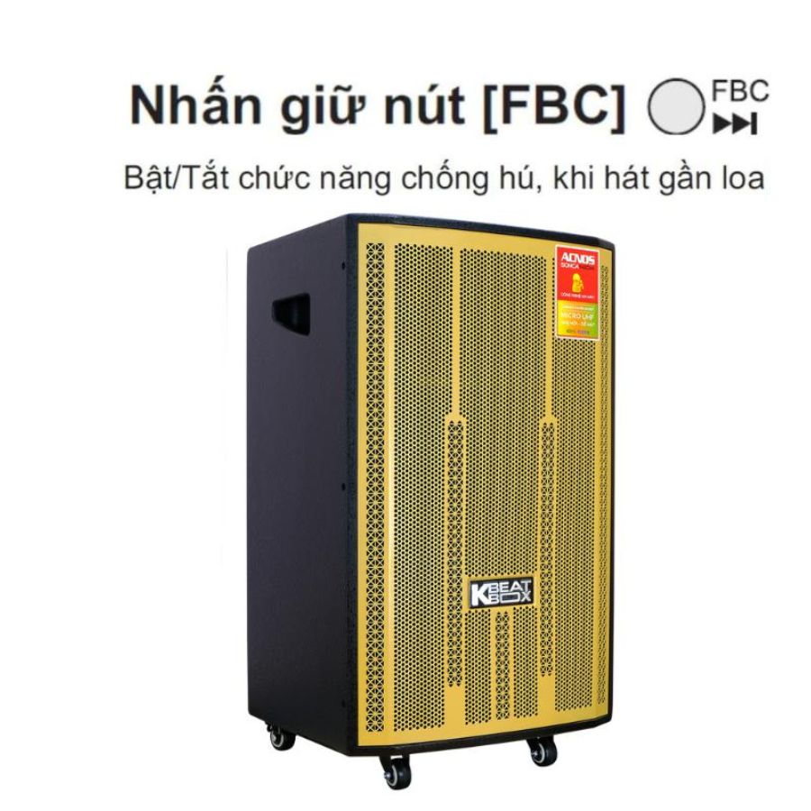 Loa kéo Acnos CB4051MAX - Loa di động chất liệu thùng gỗ sơn gai công suất 450W kèm micro hát karaoke chống hú cực chất - Hàng nhập khẩu