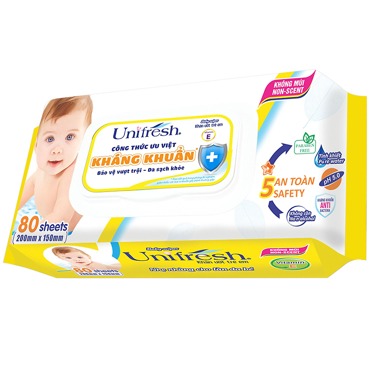 Combo 6 Khăn Ướt Unifresh Vitamin E 80M (80 Miếng)