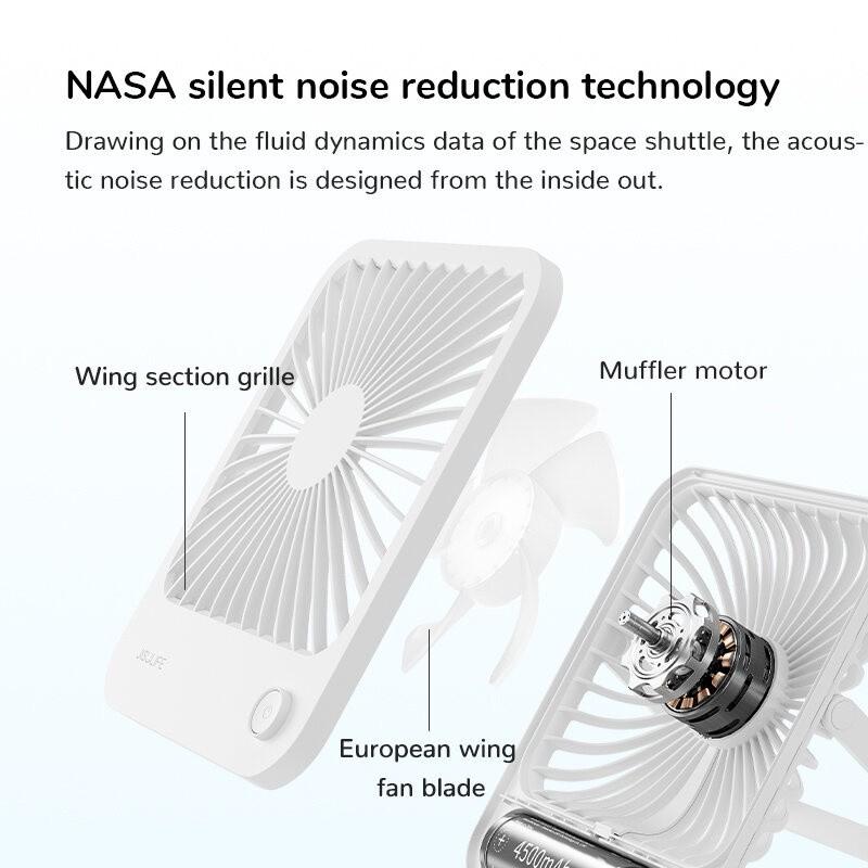 Quạt Để Bàn Tích Điện JISULIFE FA26 ABS Xoay 180 Độ - Pin 4500mAh Sử Dụng Lên Đến 15H - Hàng Chính Hãng