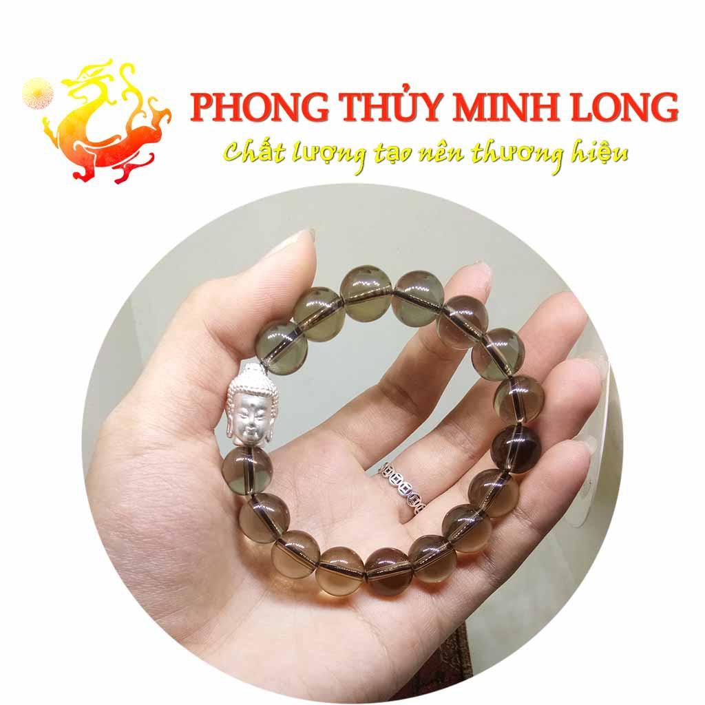 Vòng tay đá. Thach Anh Khói chất lượng 5A mix mặt phật bằng Bạc