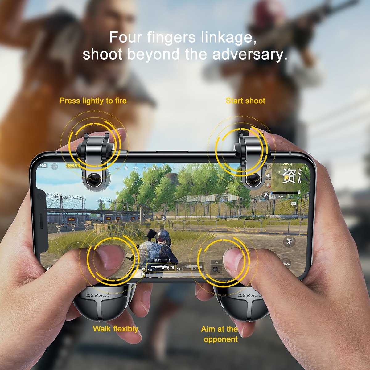 Bộ gamepad nút hỗ trợ chơi game PUBG Baseus Holder cho điện thoại máy tính bảng (Màu ngẫu nhiên) - Hàng chính hãng