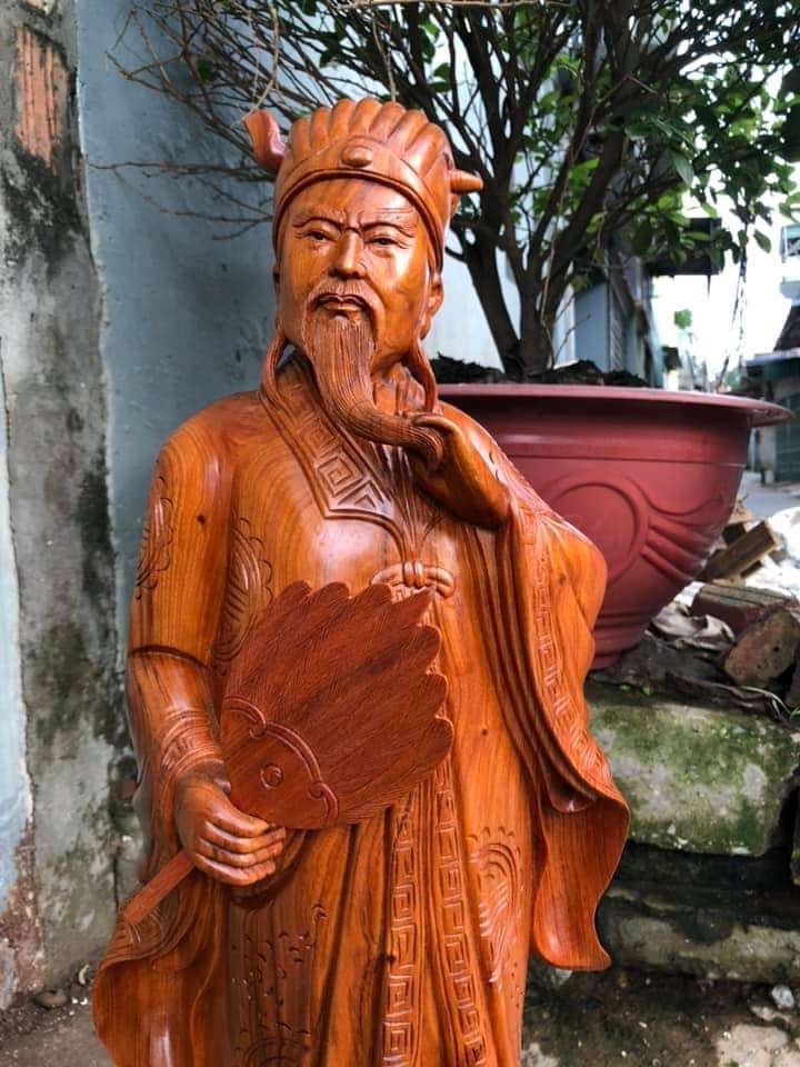 Tượng khổng minh bằng gỗ hương kt cao 60×19×14cm