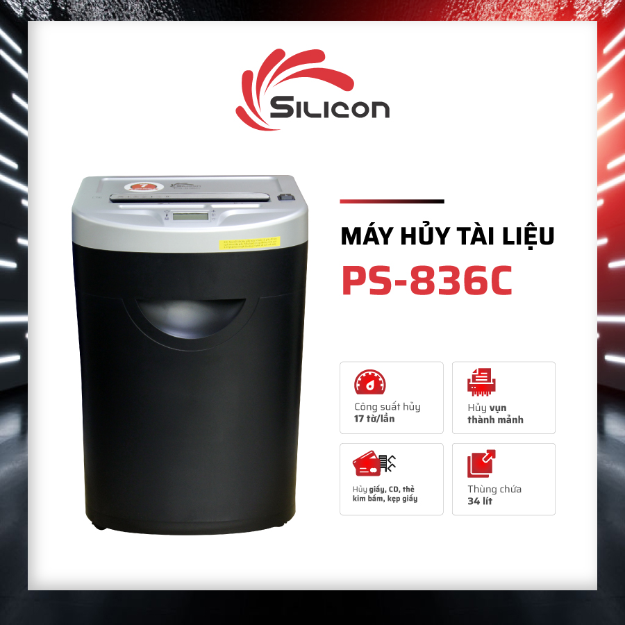 Máy Hủy Tài Liệu Silicon PS-836C