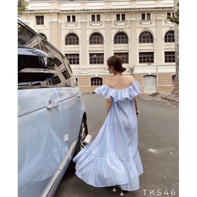 ĐẦM TRỄ VAI MAXI NHIỀU MÀU