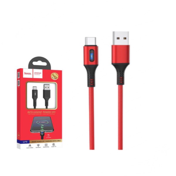 hoco u79 dây sạc tự ngắt điện khi đầy type c 3a qc3.0 dài 1m - cáp sạc nhanh quick charge 3.0 bọc dù có đèn led cho samsung oppo xiaomi giao mầu ngẫu nhiên - hàng chính hãng