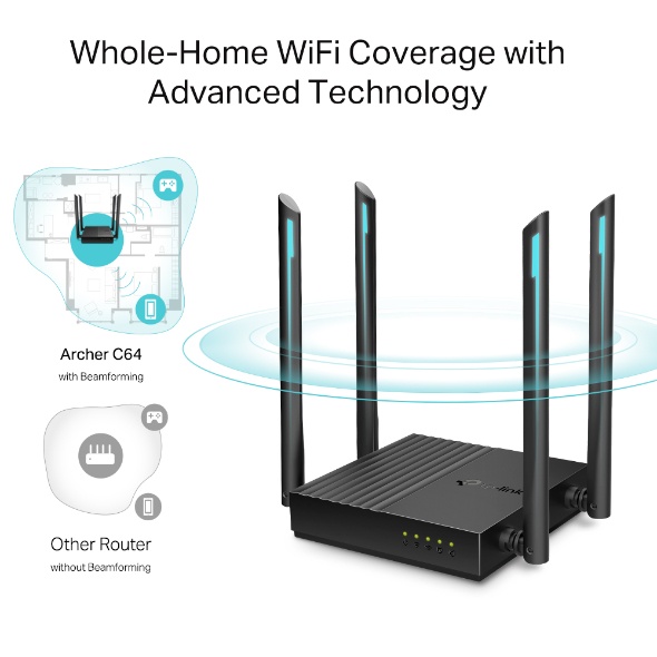 Bộ Phát Wifi TP-LINK Archer C64 Băng Tần Kép Chuẩn AC1200 | Hàng Chính Hãng