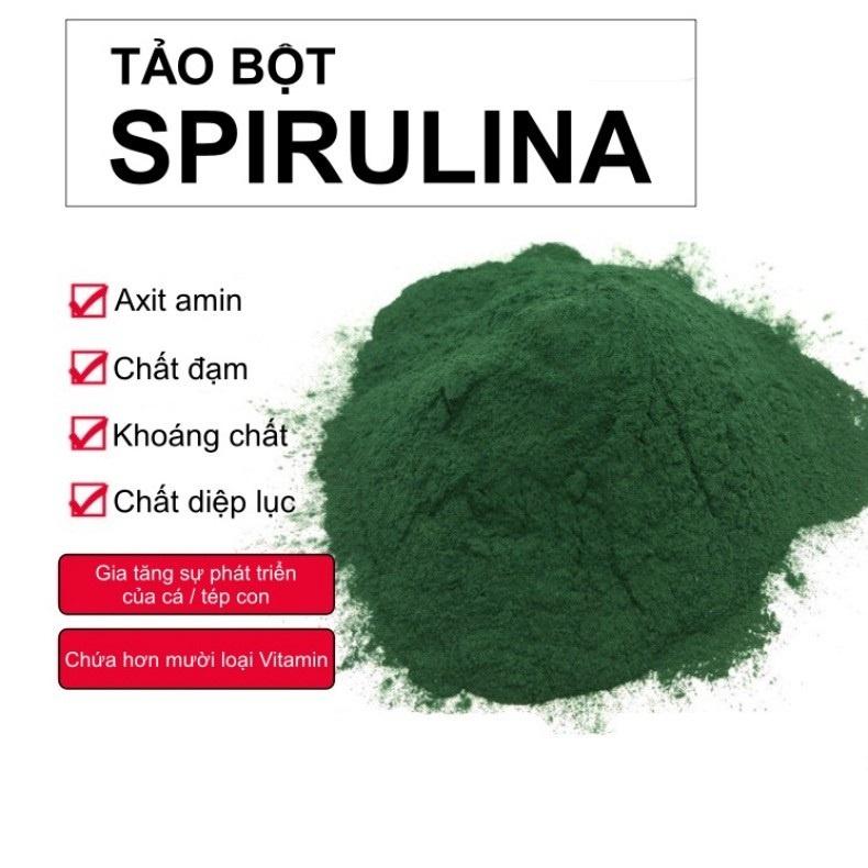 Tảo bột Spirulina 50gram,100gram-Thức ăn cá cảnh, tép cảnh - tảo nuôi artemia, bobo - cá bảy màu-shopleo