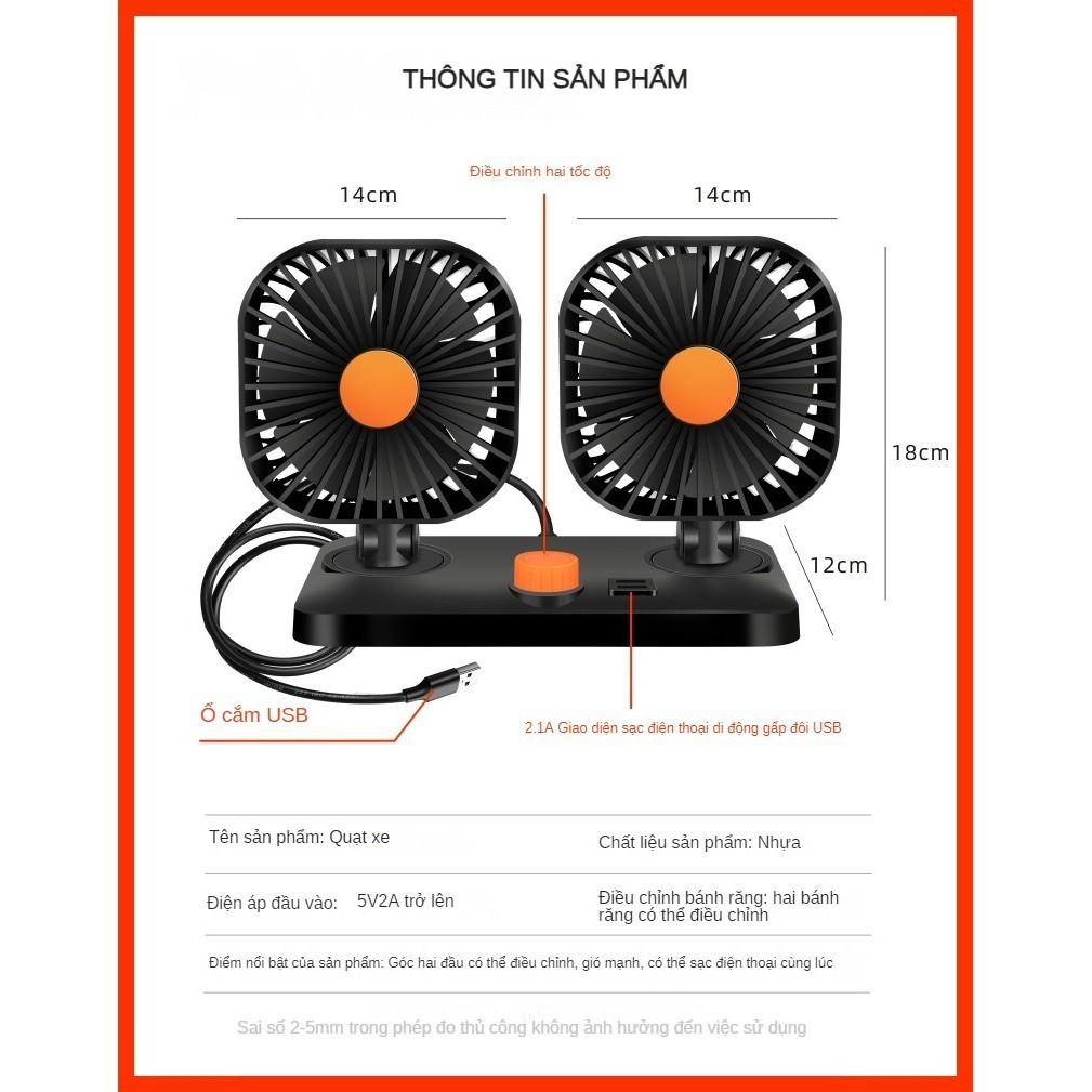 Quạt Đôi Mini 12V , 24V Xoay 360 Tiện Ích Trên Ô Tô , Xe Hơi Cao Cấp , Nhỏ gọn cực mát giá rẻ nhất