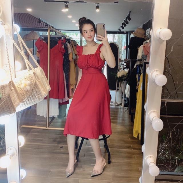 Đầm cánh tiên có mút ngực khóa kéo lưng