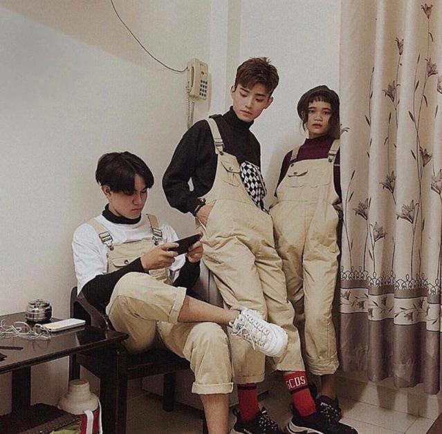 Baggy Yếm kaki Đen, Tan