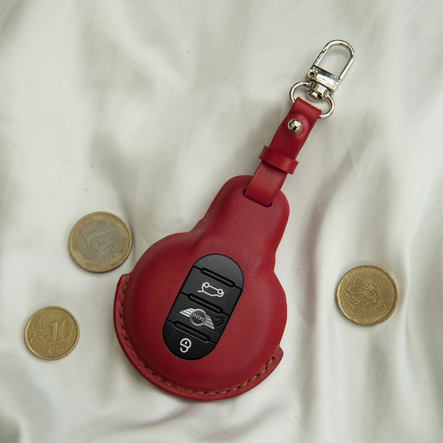 BAO DA CHÌA KHÓA XE MINI COOPER ĐƯỢC LẤY 100% CHẤT LIỆU TỪ DA BÒ VEGTAN Ý CAO CẤP - BAO DA TIỆN LỢI CÓ MÓC KHÓA ĐEO HÔNG