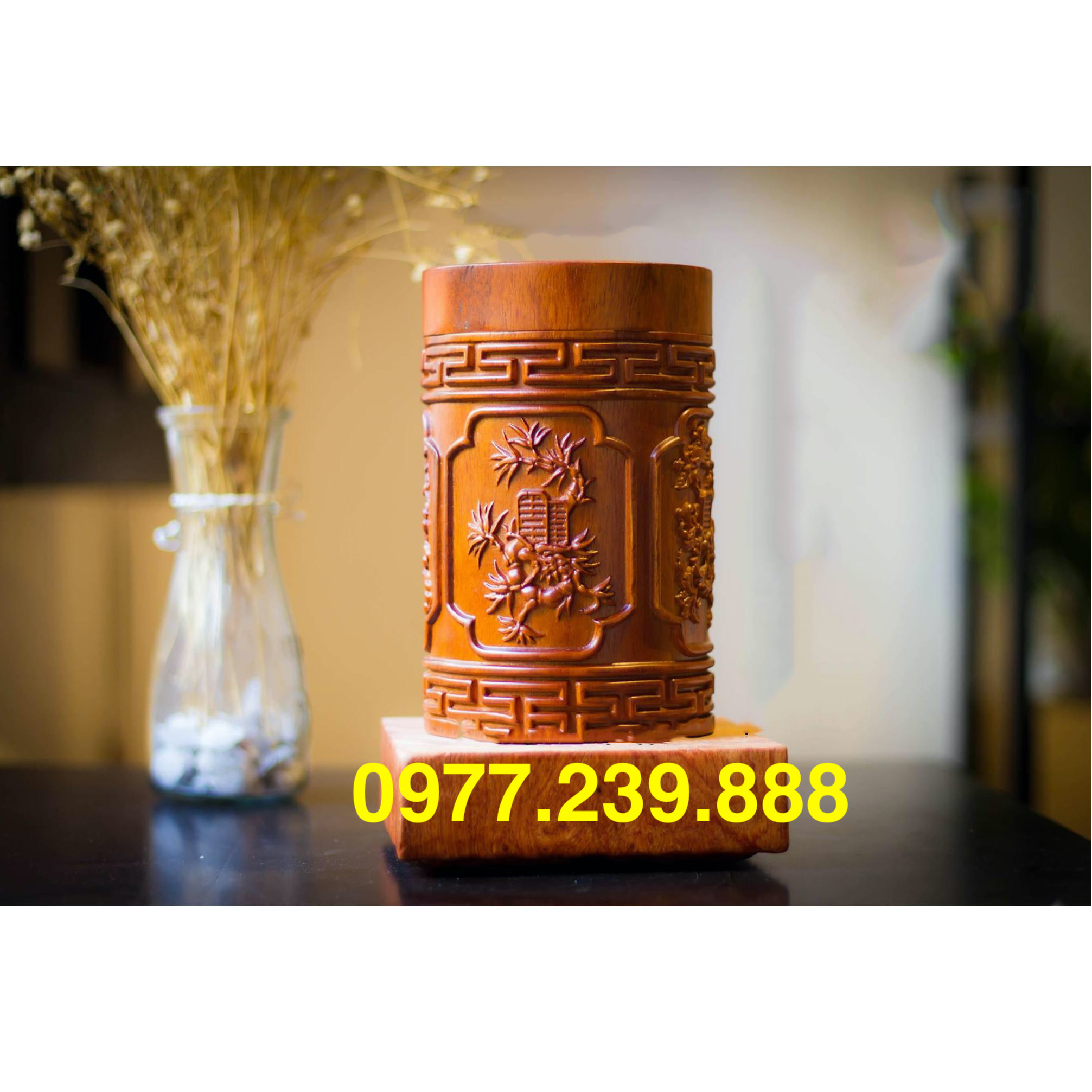 Hộp chè tứ quý gỗ hương