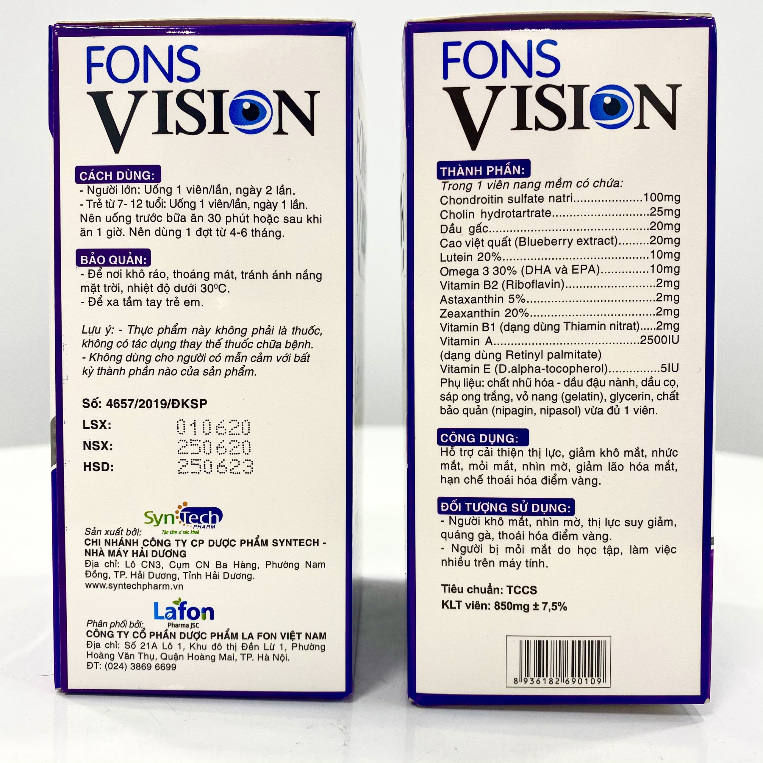 Combo 3 hộp Fons Vision - Viên uống bổ mắt, tăng cường thị lực (30 viên/hộp)