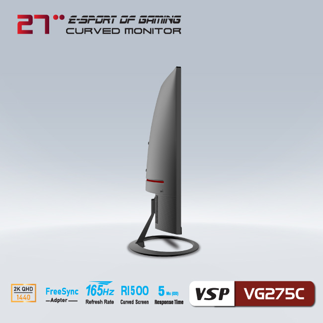 Màn hình máy tính 27inch VSP VG275C Cong Gaming (27&quot; VA 2K 165Hz, HDMI+DisplayPort) - Hàng chính hãng TECH VISION phân phối