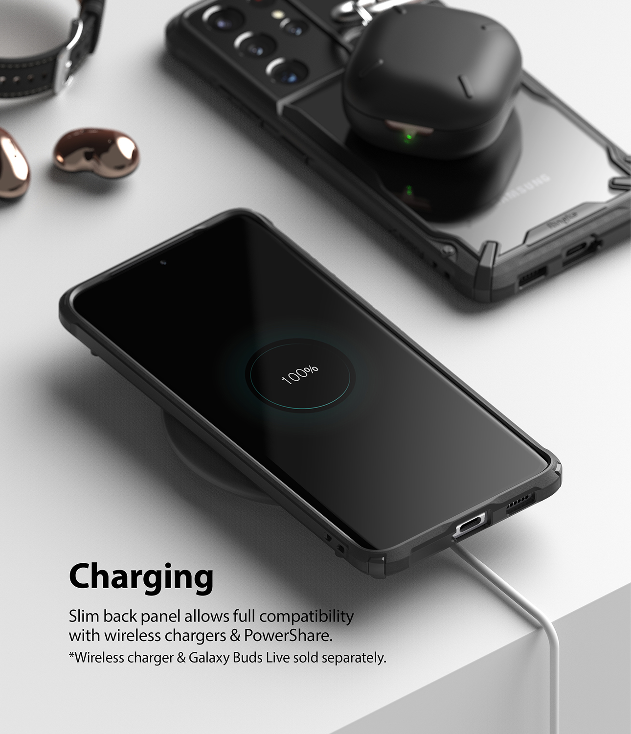 Ốp lưng cho Samsung S21 Ultra chống sốc Ringke Fusion X - Hàng nhập khẩu Korean
