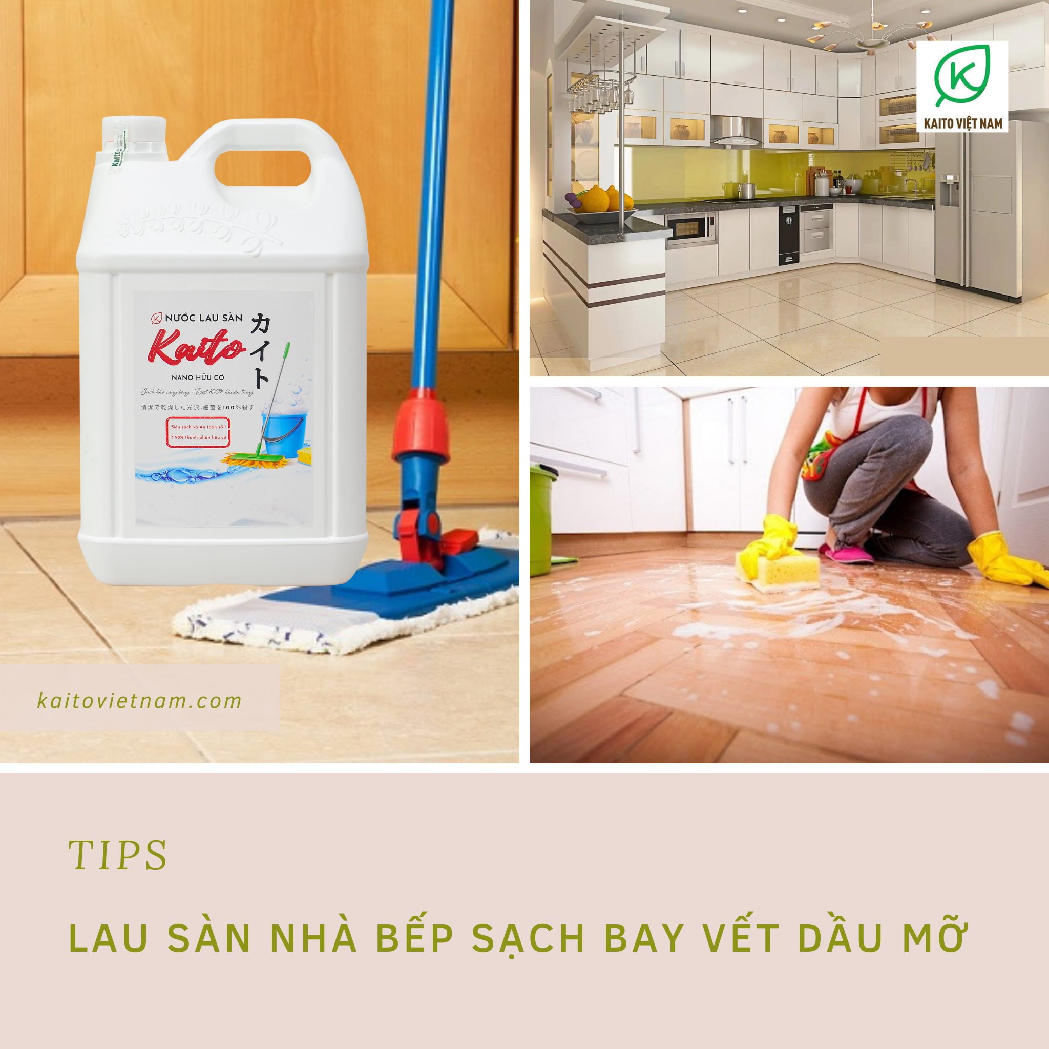 Nước Lau Sàn Nhà Nano Hữu Cơ KAITO VIỆT NAM – 1 KG