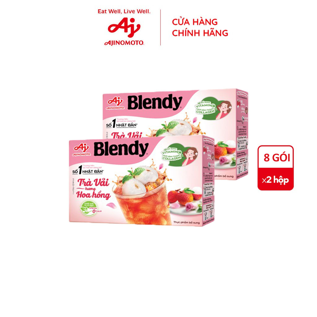 Combo 2 Hộp Trà Vải Hương Hoa Hồng Blendy® 11g/Gói (1 Hộp 8 Gói)