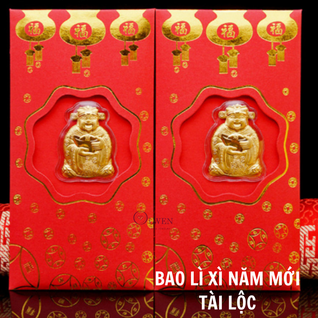 Bao Lì Xì Thần Tài Olwen Mạ Vàng Thu Hút Tài Lộc May Mắn