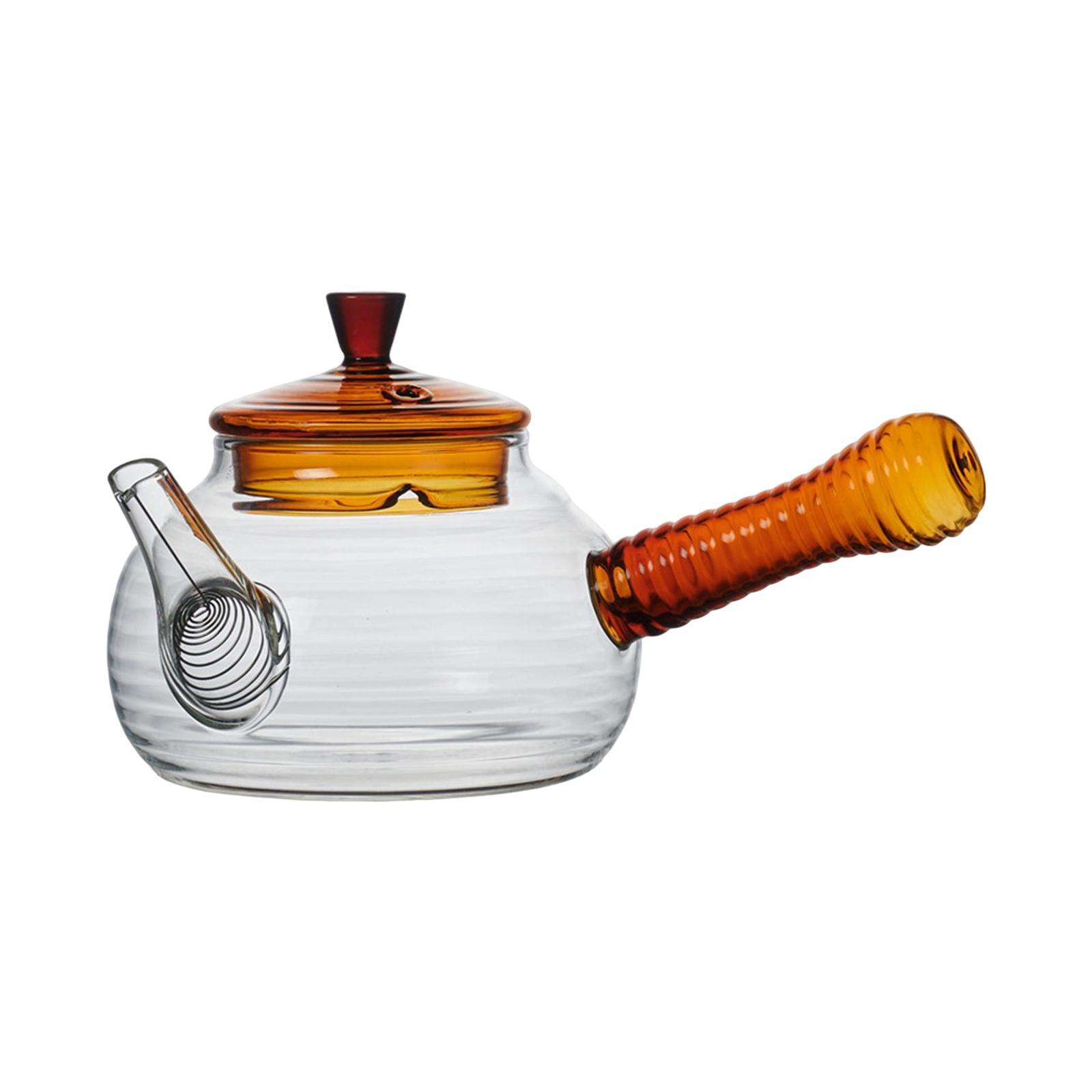 Borosilicate Glass Teapot with Tea Strainer Hand Blowing Clear Tea Pot for Loose Leaf Tea