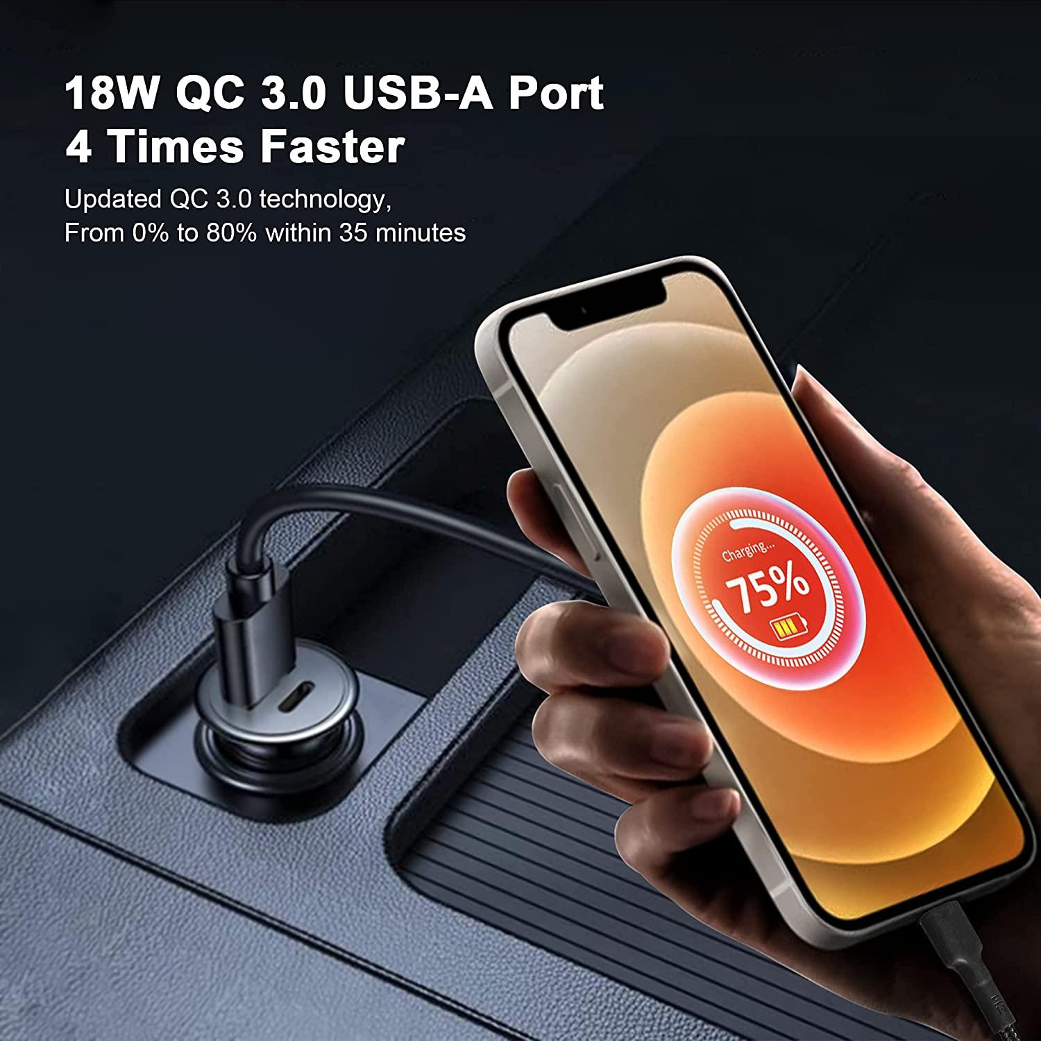 Bộ sạc xe hơi USB C, Bộ sạc xe hơi siêu nhỏ 30W Sạc nhanh