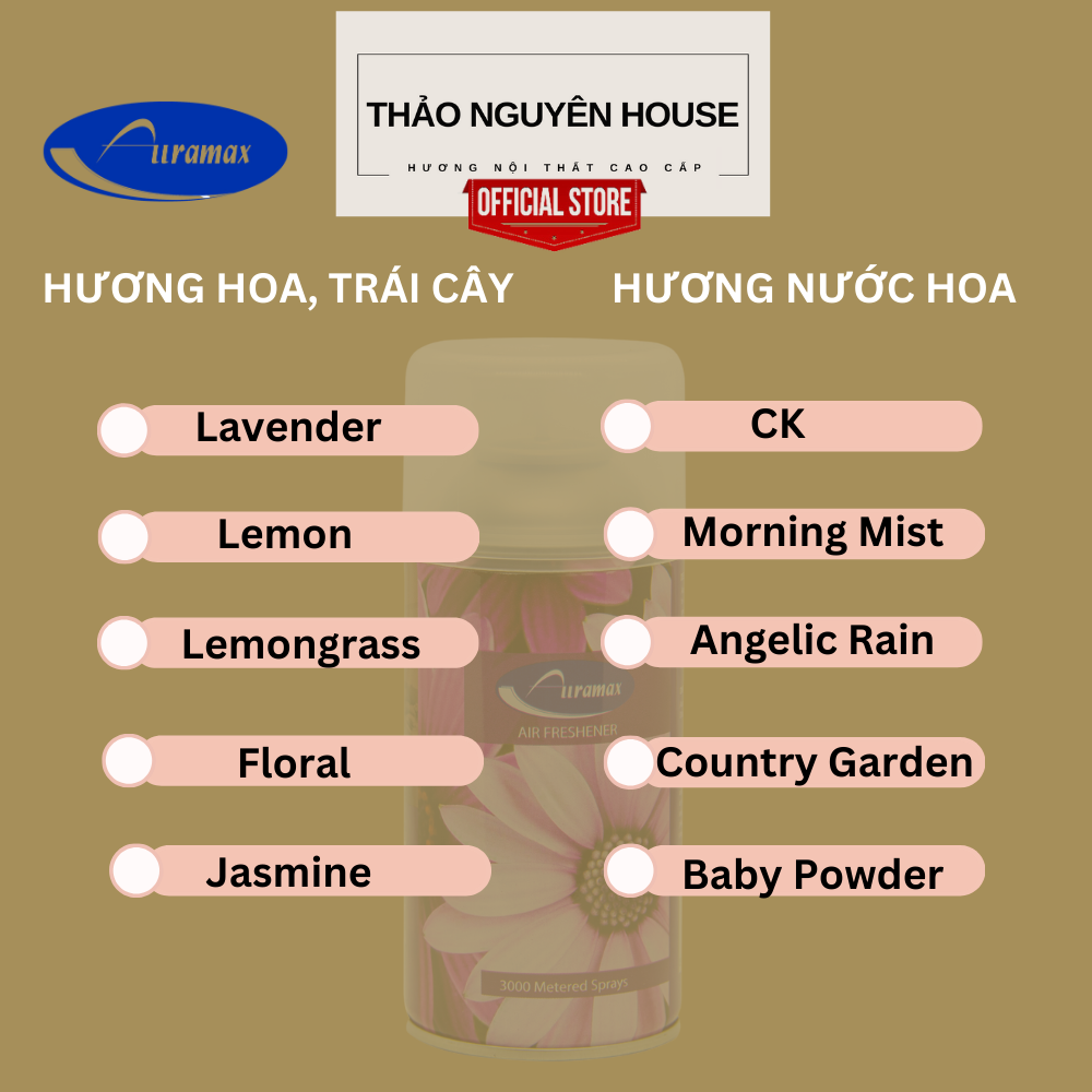 Nước hoa xịt thơm phòng Auramax 300ml hương Lemon