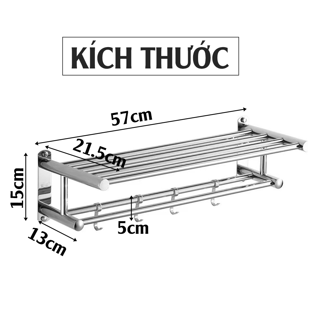 Kệ nhà tắm, giá treo khăn inox 304, kệ để đồ gắn tường, thanh treo đa năng quần áo, khăn tắm Legaxi