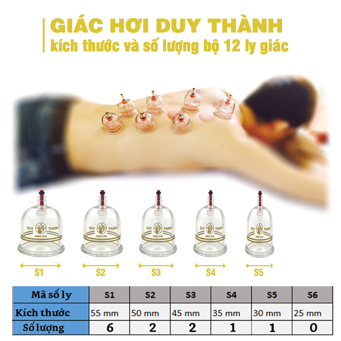 Bộ giác hơi 12 ly giác không dùng lửa Duy Thành YGH0412 hỗ trợ thuyên giảm nhức mỏi được sở y tế cấp phép lưu hành | Fireless cupping therapy 12 cups